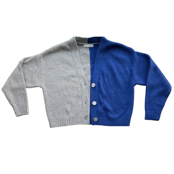 Primark V-Neck Knit Cardigan Sweater Button Up Two-Tone Size Medium Blue Gray - Picture 9 of 14